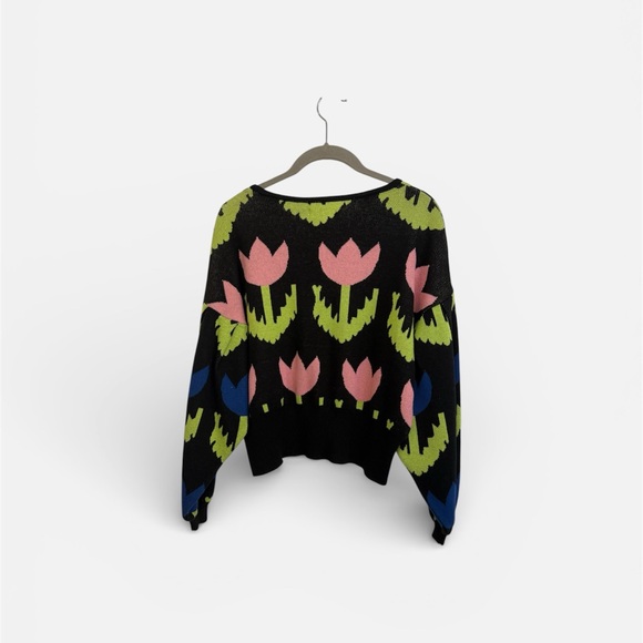 Free People x Pastiche Floral Geometric Knit Sweater - Picture 5 of 6